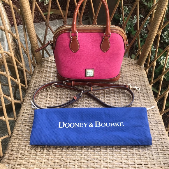 Dooney & Bourke Pebble Leather Satchel Crossbody-Hot Pink - Picture 1 of 5